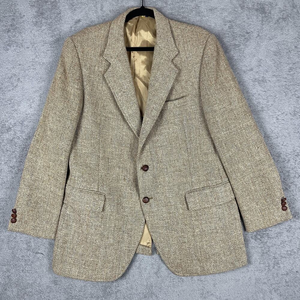 Vintage Kuppenheimer Harris Tweed Blazer Mens 44 Regular Wool Sport Coat 80s